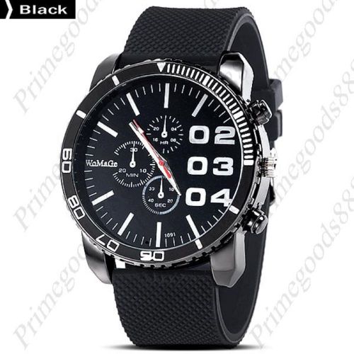 Big numbers rubber band quartz analog men&#039;s wristwatch free shipping black for sale