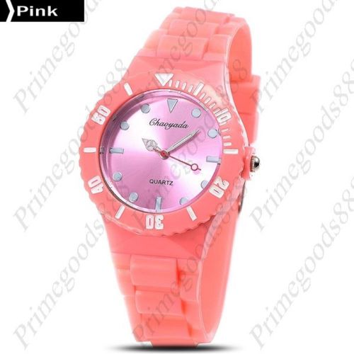 Jelly silicone band strap candy dial quartz wrist unisex free shipping in pink for sale