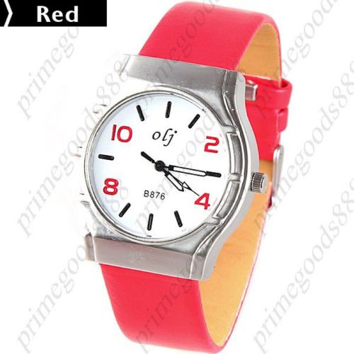 Stripes For Time Faux Leather  Quartz Wrist Wristwatch Lady Ladies Women&#039;s Red