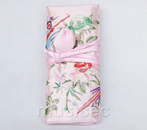 handmade embroider silk pink colors  Jewelry bags pouches roll T769A11