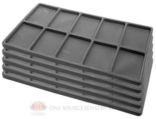 5 Gray Insert Tray Liners W/ 10 Compartments Drawer Organizer Jewelry Displays