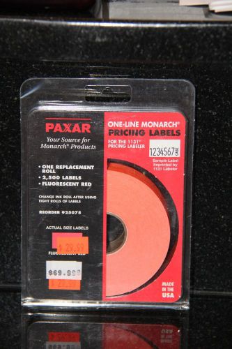 Paxar Pricing Labels 1131 Labeler 2500 Fluorescent Red One Line Monarch