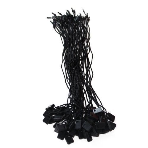 8.7&#034; 100 pcs black hang tag nylon string snap lock pin loop fastener hook ties for sale