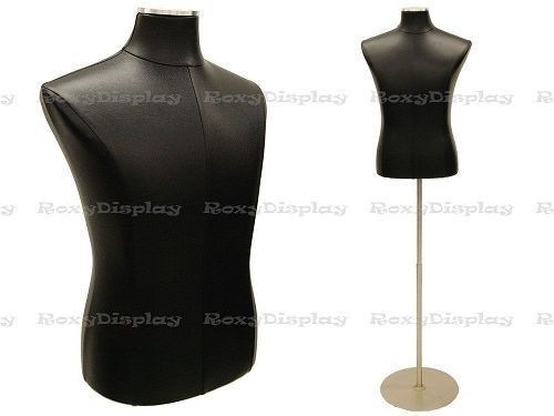 Male Black PU leather cover Shirt Dress Jersey Body Form #JF-33M01PU-BK+BS-04