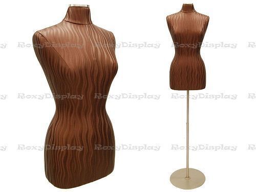 Female Size 6/8 Brown Wave Cover Dress Form Mannequin #JF-F6/8PU-BNW+BS-04