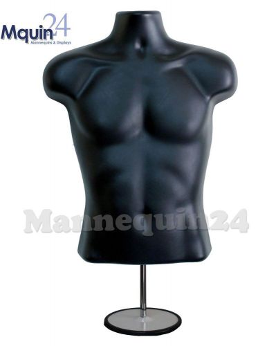 Black male torso mannequin form w/ stand +hanging hook for man&#039;s pants display for sale