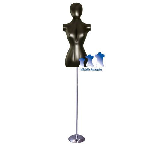 Inflatable Female Torso with Head, Black and MS1 Stand