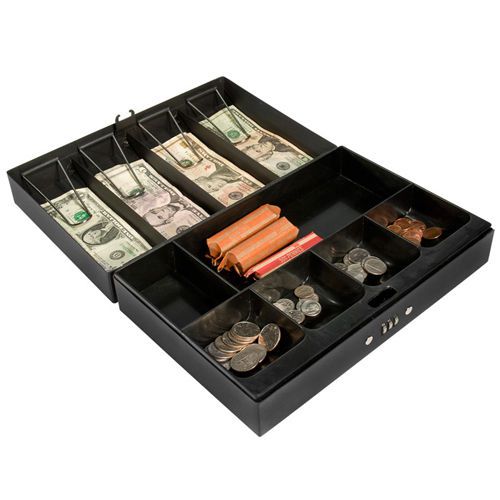 BARSKA Large Cash Box Safe w/ 4 Bill Holder and Combination Lock, CB11794