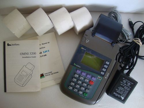 Verifone Omni 3200 Credit Card Terminal with power supply and manual