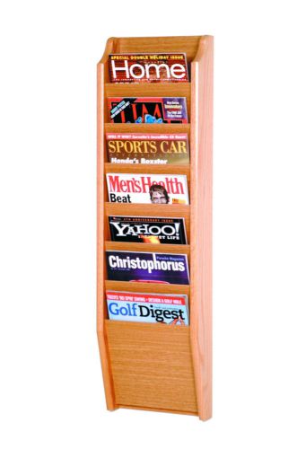 Wooden mallet  mr36-7 light oak 7 pocket magazine wall rack for sale