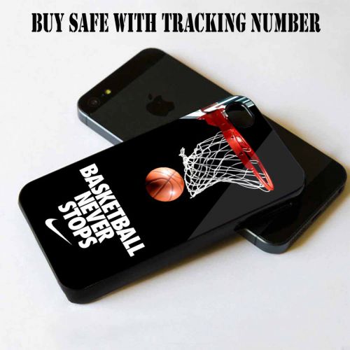 Basketball Never Stops For iPhone 4 4S 5 5S 5C S4 Black Case Cover