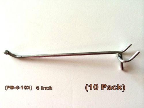 (10 PACK)  Quality American Made 6 Inch Pegboard Hooks. Fits 1/8 &amp; 1/4 Pegboard