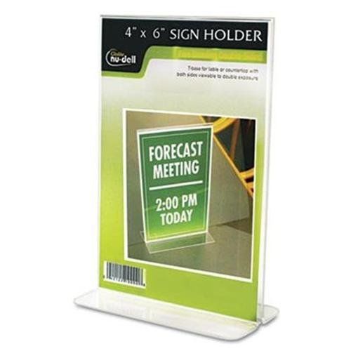 Nu-dell Double-sided Sign Holder - 4&#034; Width X 6&#034; Height - Plastic - (38046z)