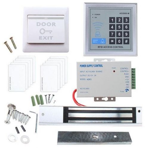 RFID Access Control System Kit 280kg Electronic Lock+Power Supply+Exit Button
