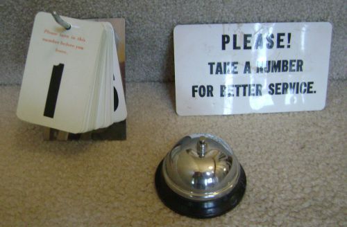 Vintage Old Take A Number Next in Line Now Being Served System W/ Waiting Bell