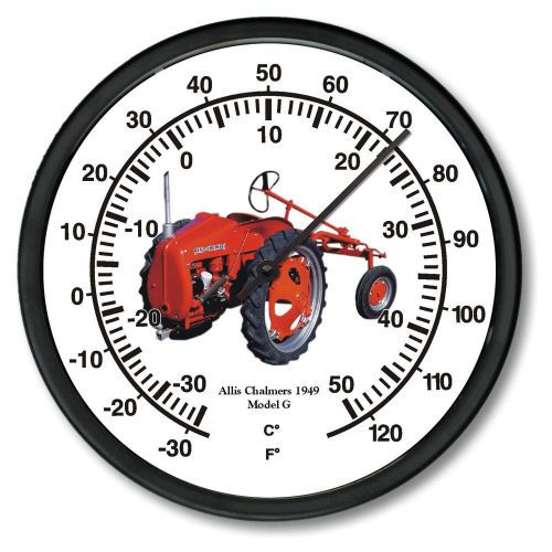 New ALLIS CHALMERS 10&#034; Round Tractor Thermometer Vintage 1949 AC 12 Hr Display