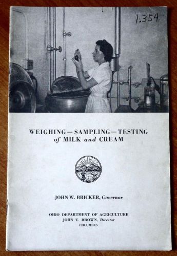 Scarce! weighing-sampling-testing of milk and cream 1941 good t. v. armstrong for sale