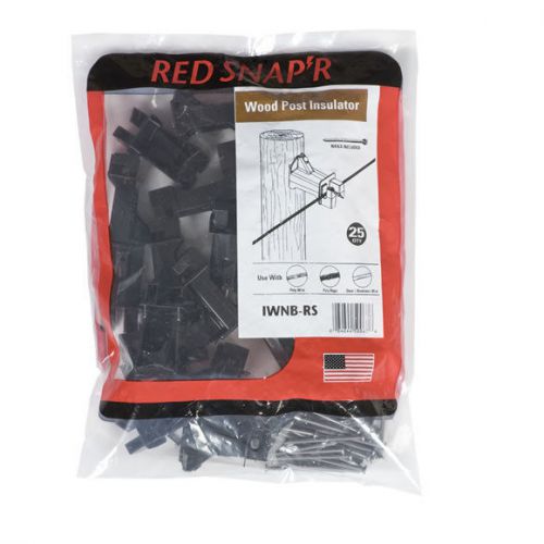 Red Snap&#039;r IWNB-RS Wood Post Electric Fence Insulators - Black - 25 Pack
