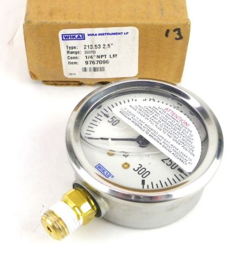 WIKA 9767096 2-1/2&#034; 0-300 psi 1/4&#034; Thd Stainless Liquid Filled Pressure Gauge H3