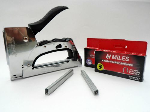 Cable tacker stapler staple gun heavy duty steel + 2000 free staples ts5645c for sale
