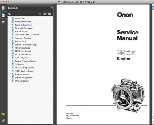 Onan MCCK Genset &amp; ENGINE SERVICE Manual &amp; Operators &amp; PARTS Catalog -6- MANUALS