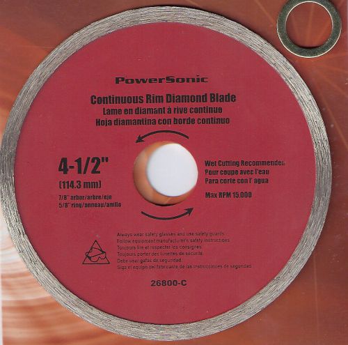 4 1/2 in. diamond blade continuous rim  wet cut 5/8 or 7/8 hole-------brand new