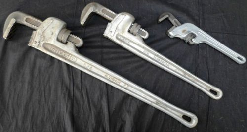 Lot of 3 rigid pipe wrenches: 824 (24&#034;), 818 (18&#034;) &amp; e-910 (10&#034;) for sale
