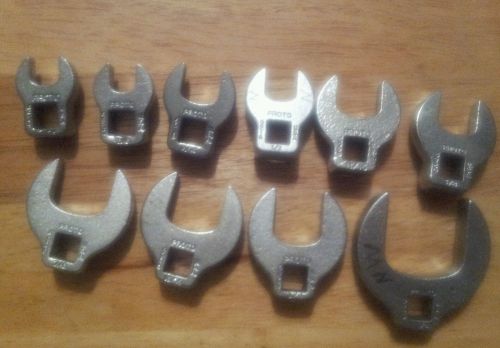 Set of 10 PROTO Crows Foot Footed 3/8&#034; Drive Made USA Wrenches