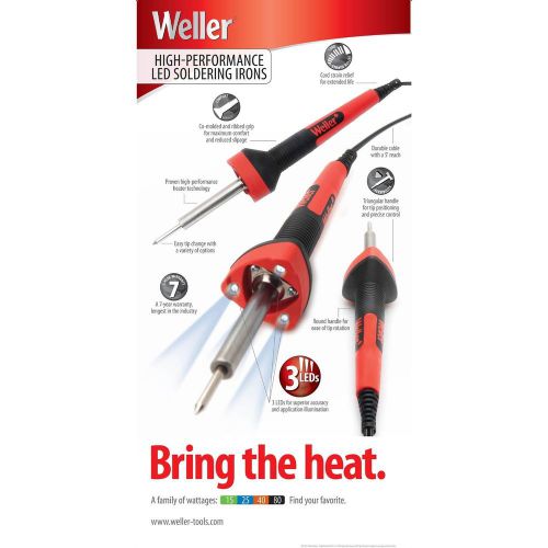 Weller sp25nkus 25 watt led soldering iron kit, red/black new for sale