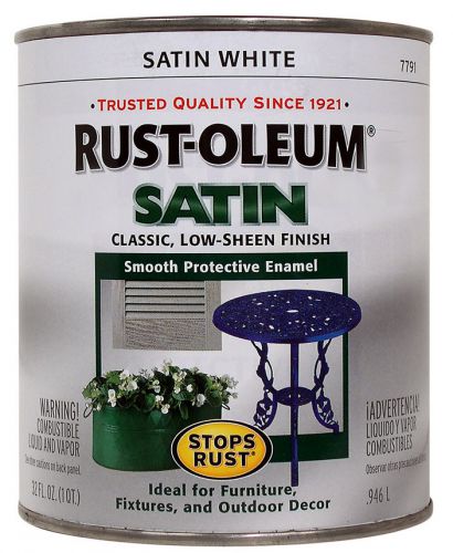 Rustoleum 7791-502 1 Quart Satin White Protective Enamel Oil Base Paint