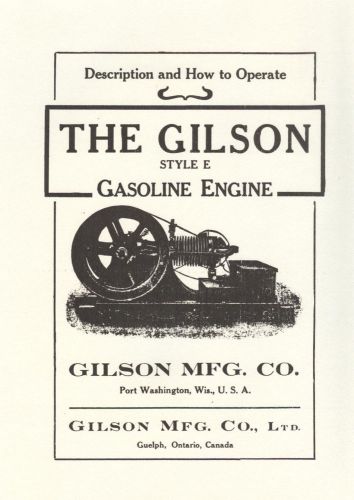 Gilson Style E Gasoline Engine Air-Cooled 4 Cycle Manual