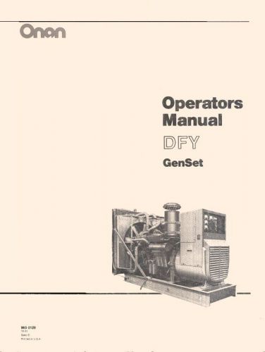 ONAN DFY GenSet Generator Operators Manual