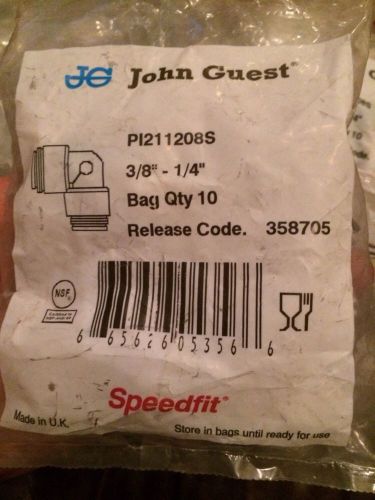 John guest pi211208s-10pk  7 bags reducing 90deg elbow,3/8x1/4,pk10 70 pieces for sale