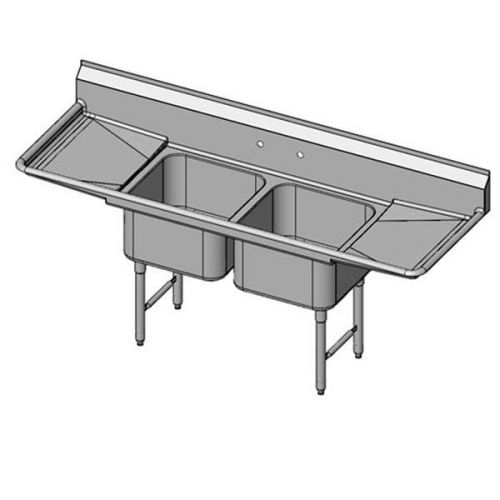 Stainless steel sink two compartment left &amp; right drainboard pss18-1620-2rl for sale