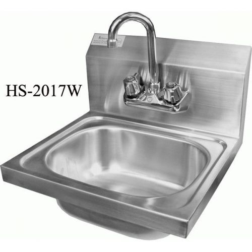 Wall Mount S/S Hand Sink 20&#034;x17&#034; W/ NO LEAD Faucet ETL