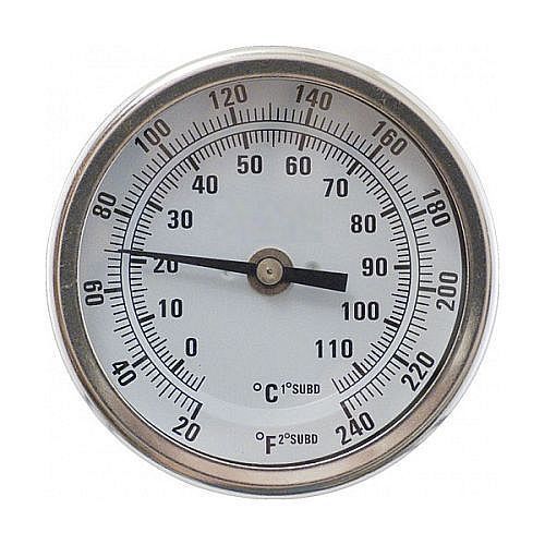 1/2&#034; NPT Dial Thermometer Weldless Kit (3&#034; Face x 2.5&#034; Probe) - Homebrew Beer