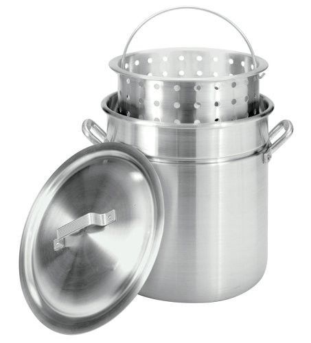 42 Qt Commercial Aluminum Stockpot Classic Boil Lid Steamer Basket included Pot