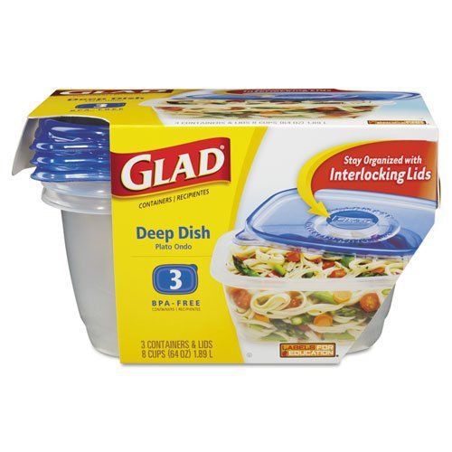 Glad - GladWare Deep Dish Food Storage Containers  64 oz  3/Pack 70045PK (DMi PK