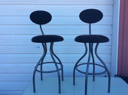PAIR TRICA MODERN SPACE AGE SEAT RETRO METAL BAR STOOLS UPHOLSTRED  CANADIAN  CO