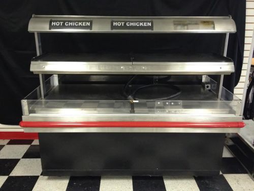 Hardt&#034; 74&#034;w commercial 2tier heated lighted hot food/chicken merchandser island for sale