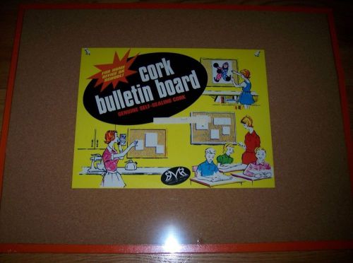 VINTAGE CORK BULLETIN BOARD HOME OFFICE SCHOOL MESSAGE ORANGE TRIM