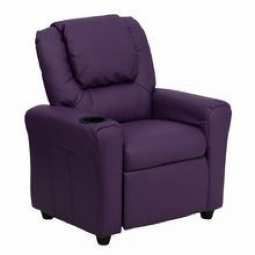 Flash furniture dg-ult-kid-pur-gg contemporary purple vinyl kids recliner with c for sale