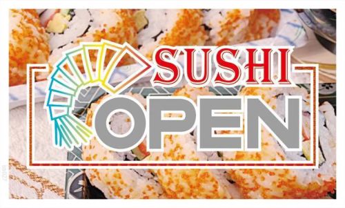 bb027 OPEN Sushi Bar Japanese Food Banner Sign