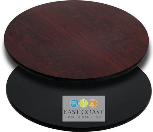 New 24&#034; Round Commercial Reversible Cafe Table Top (Mahogany/Black)