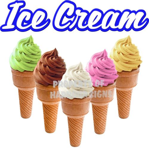 Ice Cream Decal 14&#034; Stand Cones Cart Concession Food Truck Restaurant Vinyl Sign