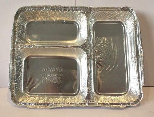 30 DISPOSABLE ALUMINUM PAN DIVIDED 3 COMPARTMENTS + COVER PASSOVER FREE SHIPPING
