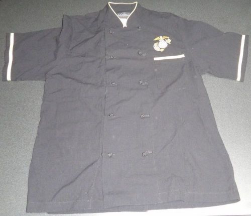 Chef&#039;s jacket, cook coat, with marines  logo, sz m  newchef uniform  black shirt for sale