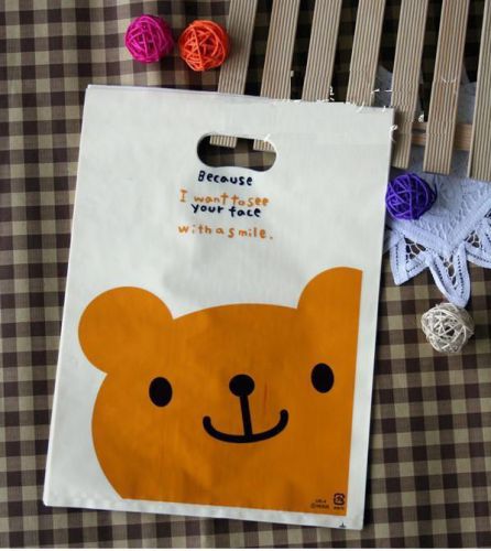 Wholesale Lot 100PCS  yellow bear Plastic Gift bag, merchandise bag 13*20 cm