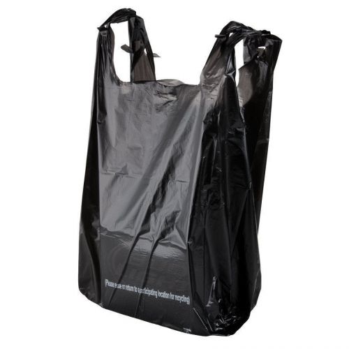 Black Plastic T-Shirt Bags - Medium - 11  1/2 ” x 6&#034; x 21 - Carton of 1,000