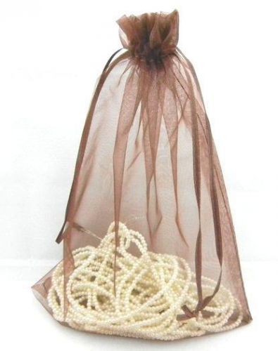 10pcs CHOCOLATE 7*9&#034; Organza Jewelry Gift Wedding Favor Big Bags Pouches 17*23CM